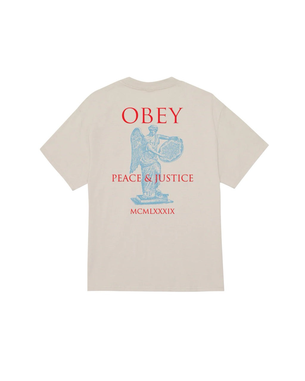 PEACE & JUSTICE STATUE CLASSIC T-SHIRT - SILVER GREY