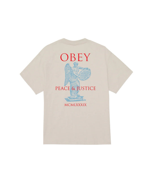 PEACE & JUSTICE STATUE CLASSIC T-SHIRT - SILVER GREY