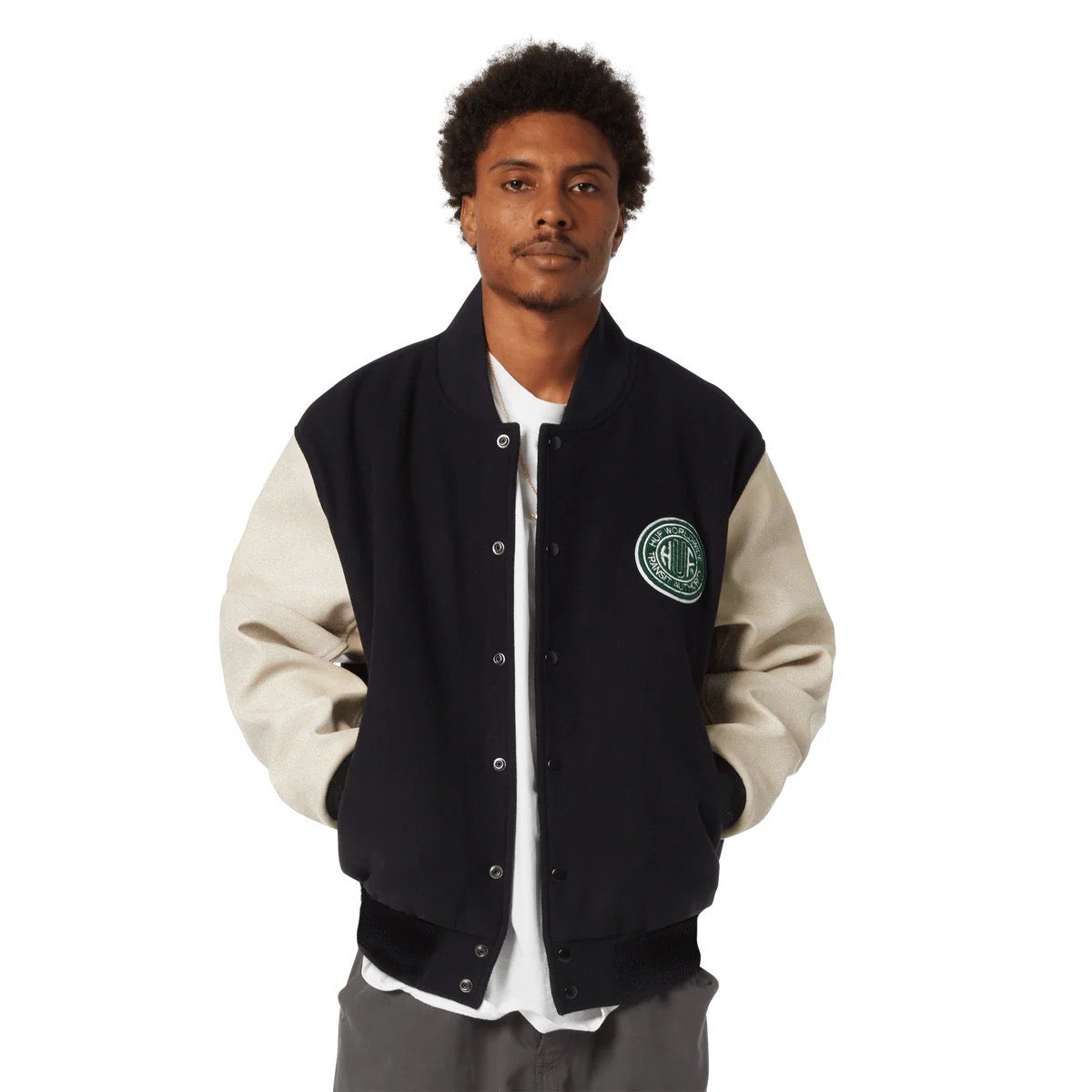 Global Transit Varsity Jacket - Navy White
