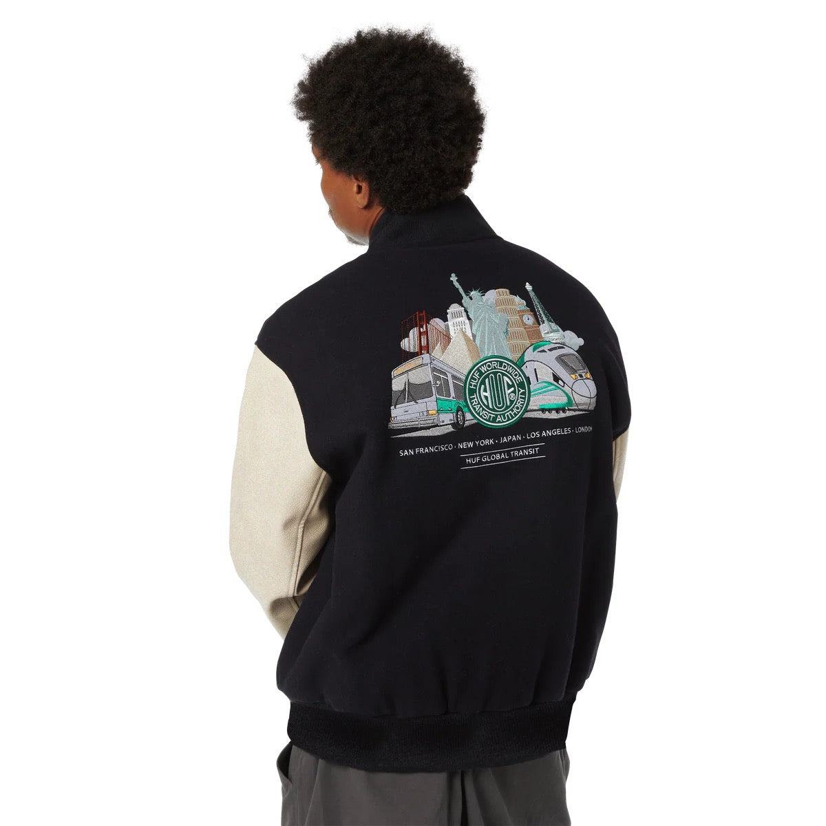 Global Transit Varsity Jacket - Navy White