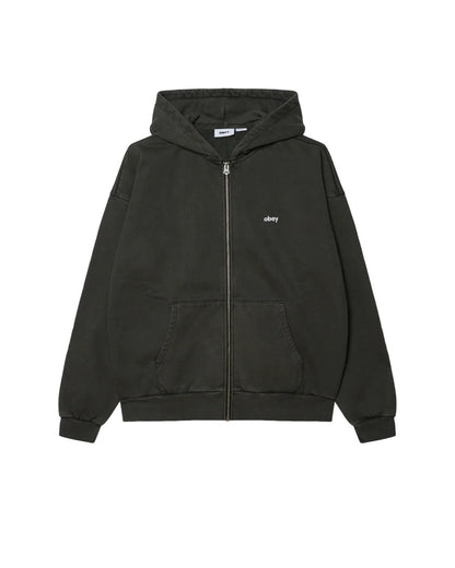 LOWERCASE PIGMENT ZIP HOOD - BLACK