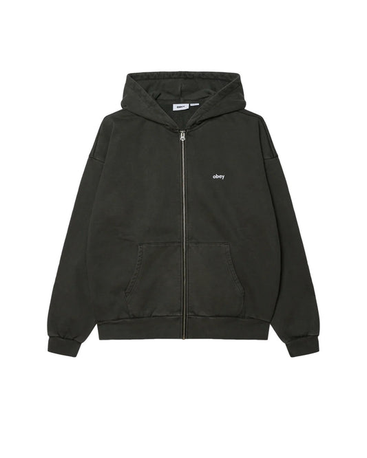 LOWERCASE PIGMENT ZIP HOOD - BLACK