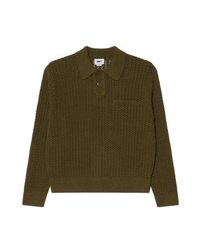 UANE POLO SWEATER - TEA LEAF