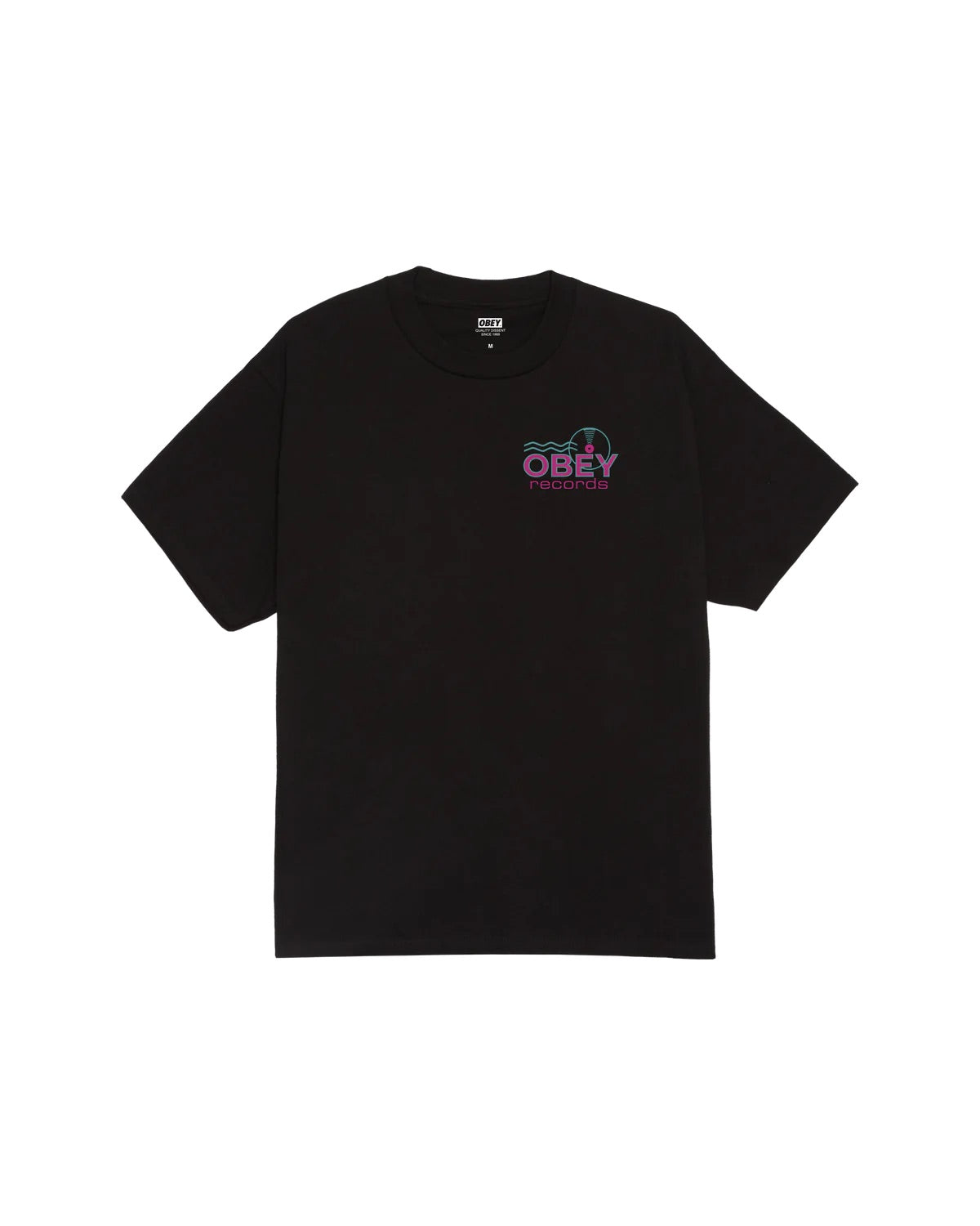 OBEY RECORDS SOUND WAVES CLASSIC T-SHIRT - BLACK