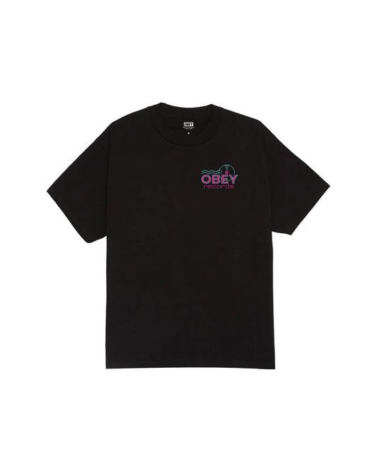 OBEY RECORDS SOUND WAVES CLASSIC T-SHIRT - BLACK