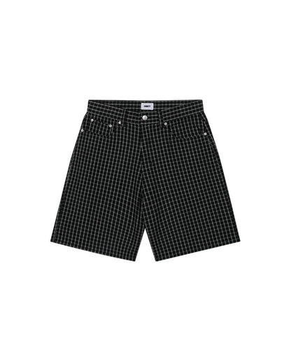 PLAID BAGGY DENIM SHORT