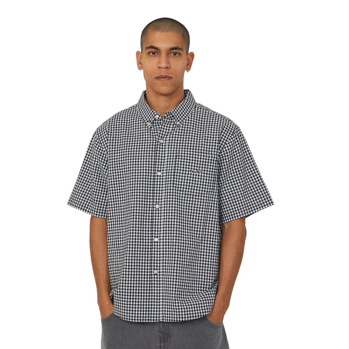 89 Micro Gingham Oxford Shirt - Black White