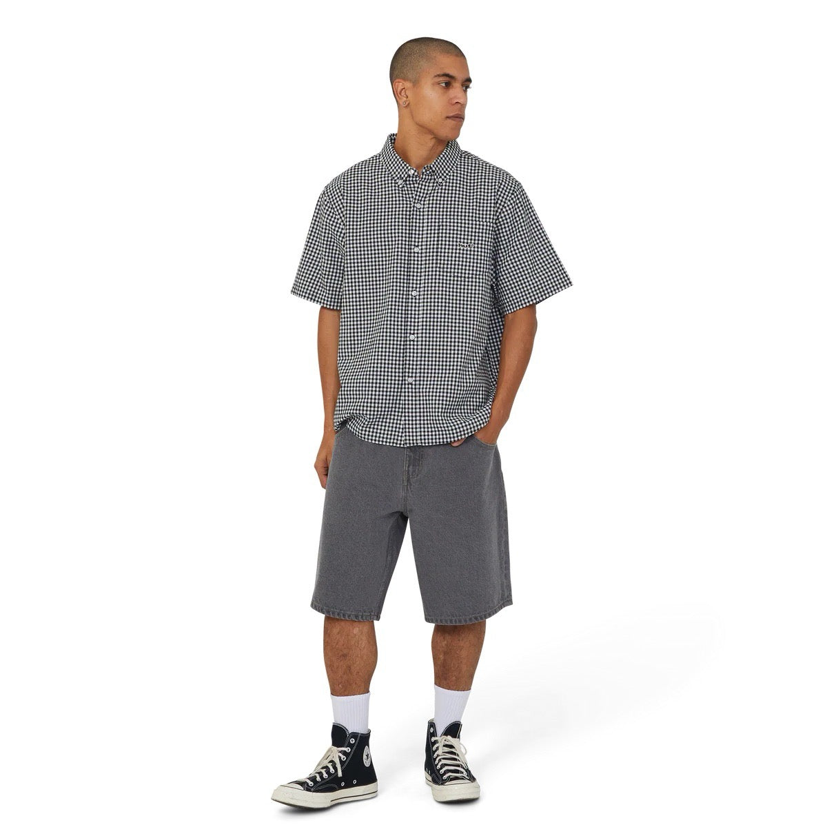 89 Micro Gingham Oxford Shirt - Black White