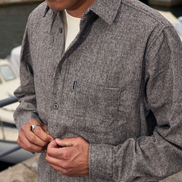 WOOL BLEND SHIRT - MICRO CHECK