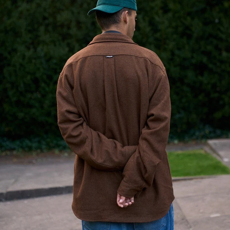 WOOL BLEND SHIRT - WALNUT