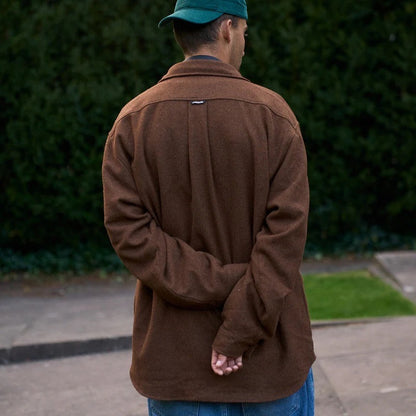 WOOL BLEND SHIRT - WALNUT