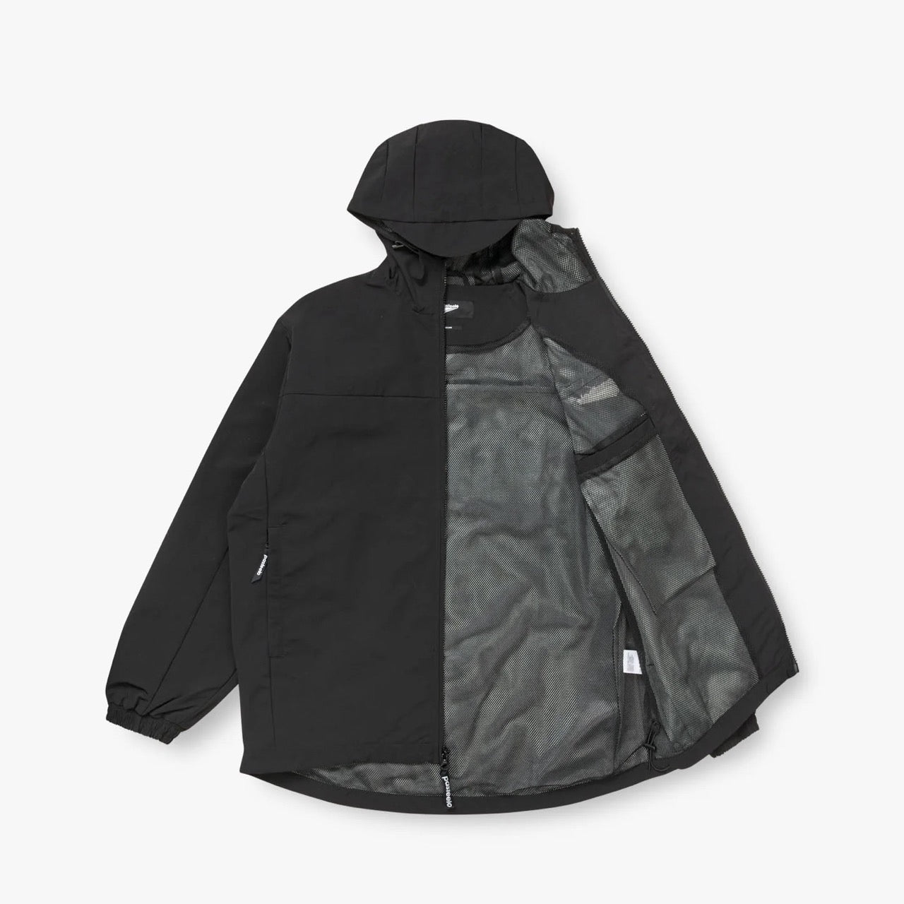 HOODED SHELL JACKET - BLACK