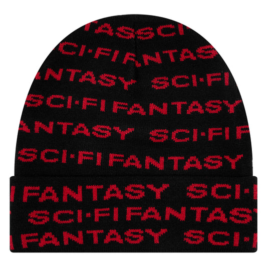SCI FI FANTASY REPEAT LOGO BEANIE BLACK