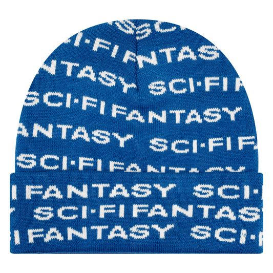 SCI FI FANTASY REPEAT LOGO BEANIE BLUE