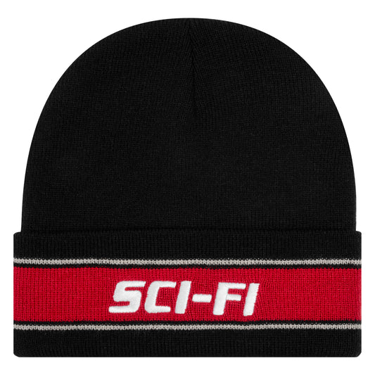 SCI FI FANTASY STRIPE FOLD BEANIE BLACK