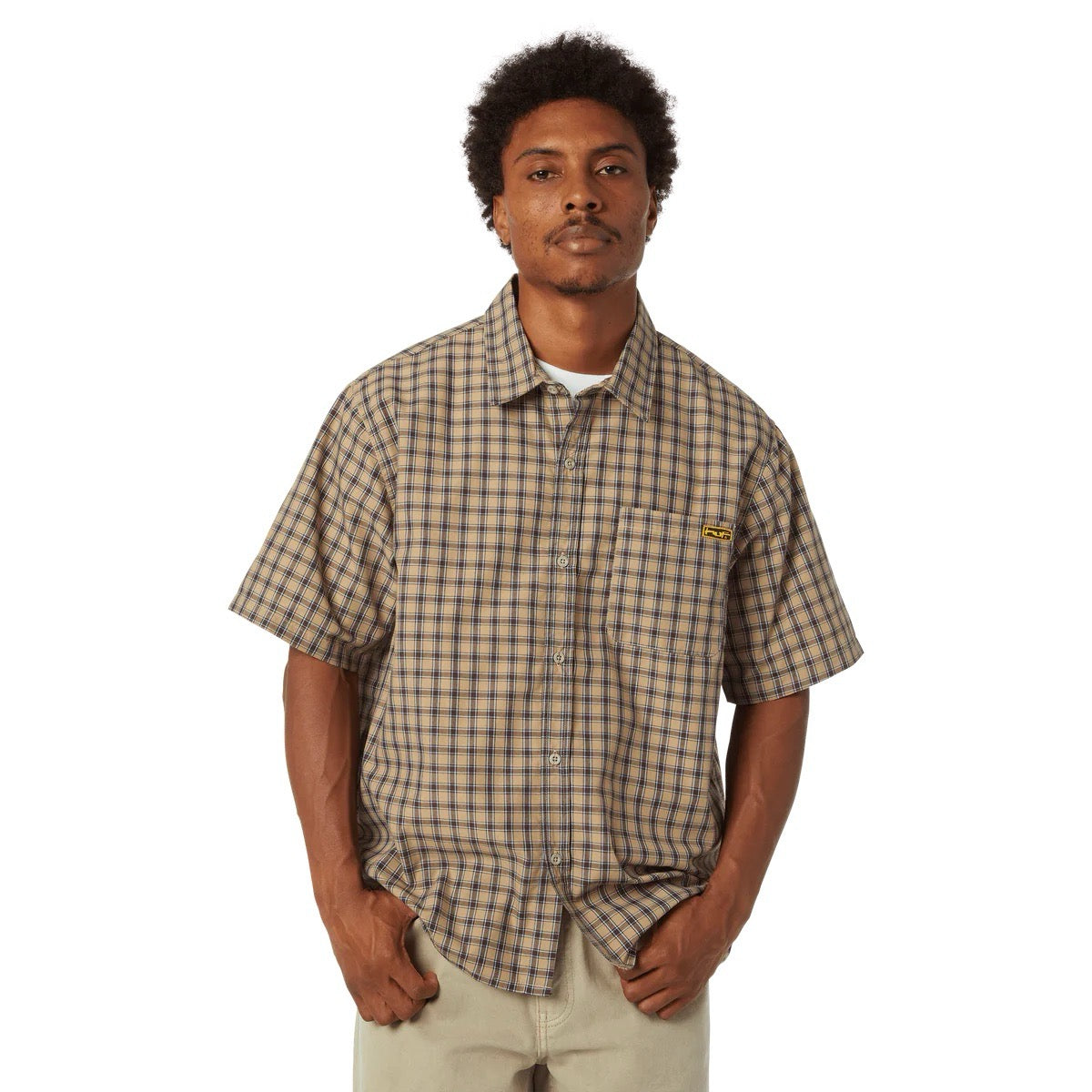 Stretch Micro Plaid Shirt - Clay