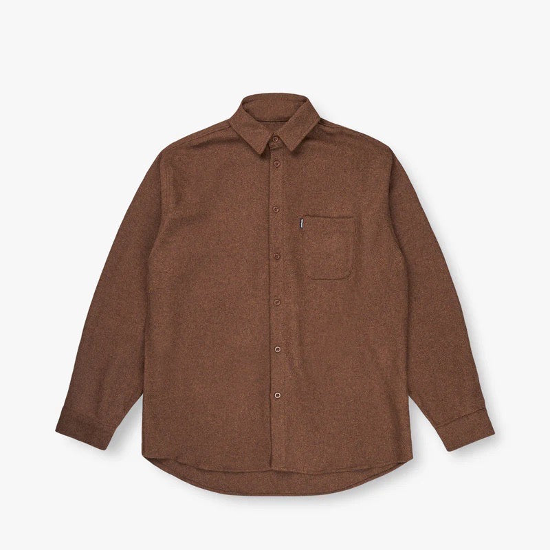 WOOL BLEND SHIRT - WALNUT