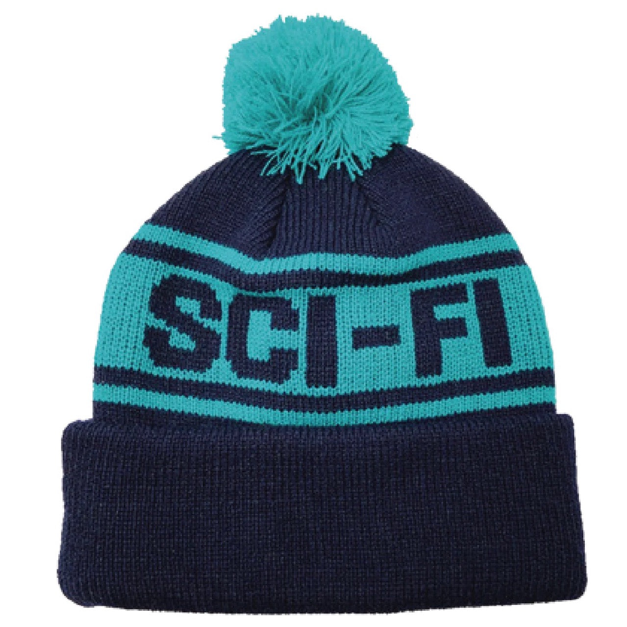 Sci-Fi Pom Beanie - Navy / Jade