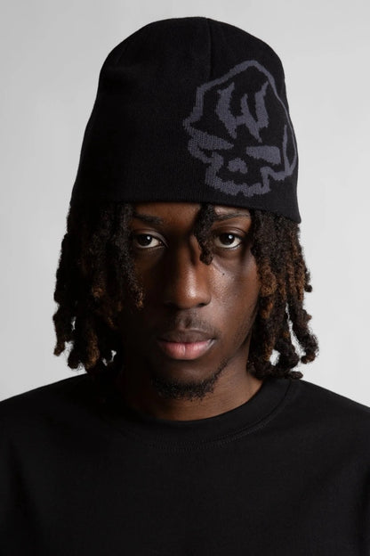 BURY BROW REVERSIBLE BEANIE - BLACK